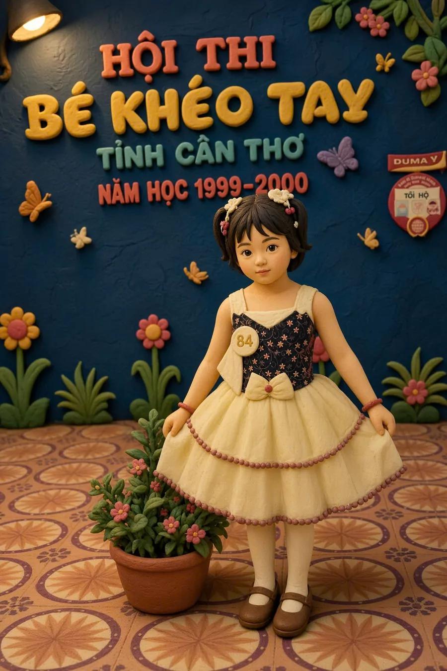 Hình đất sét: cô bé mang số báo danh 84 trong hội thi Bé khéo tay tỉnh Cần Thơ, năm học 1999-2000